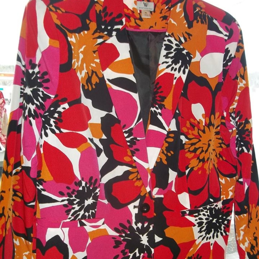 Red white and orange floral XL blazer Worthington